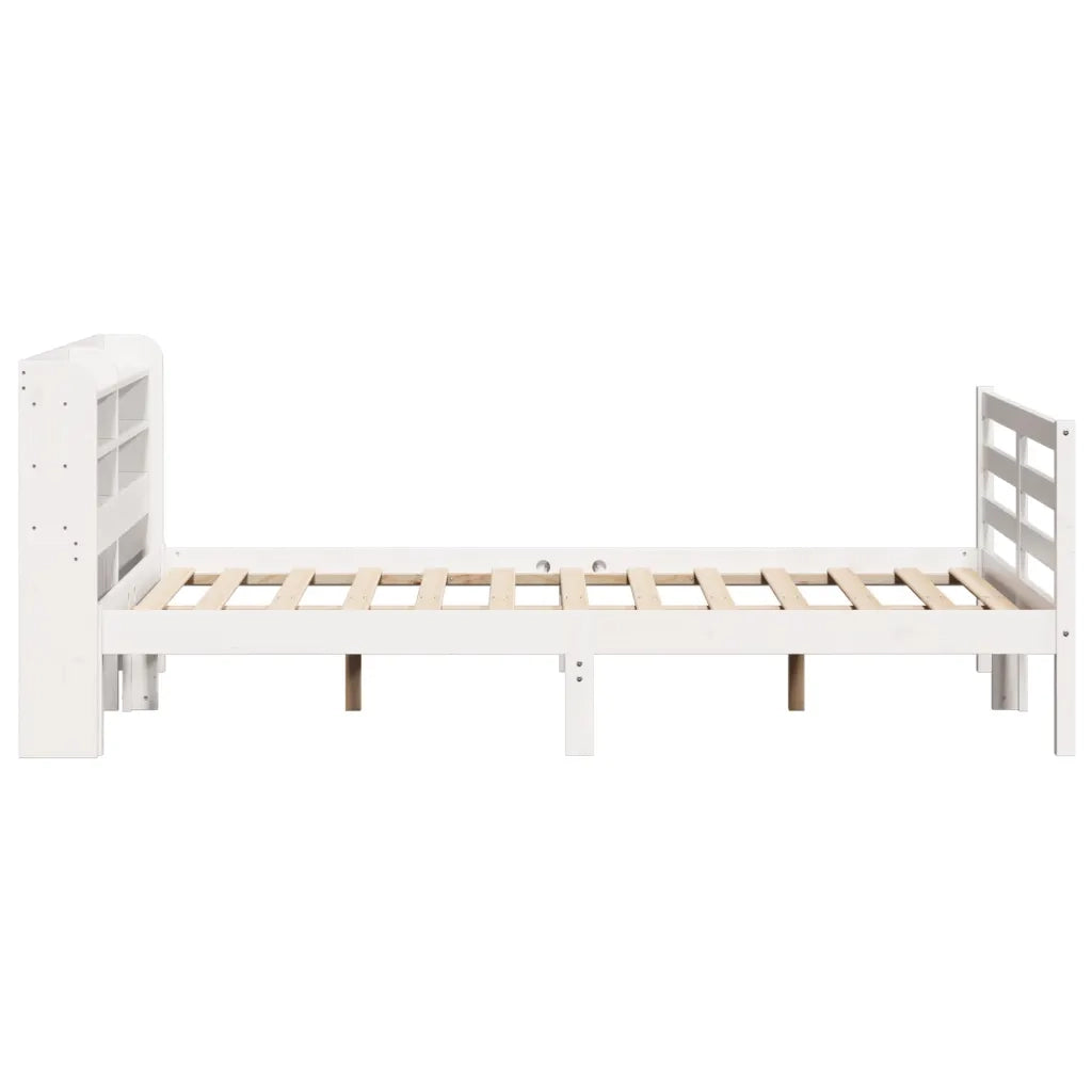 Giroletto con Testiera Bianco 135x190 cm Legno Massello di Pino