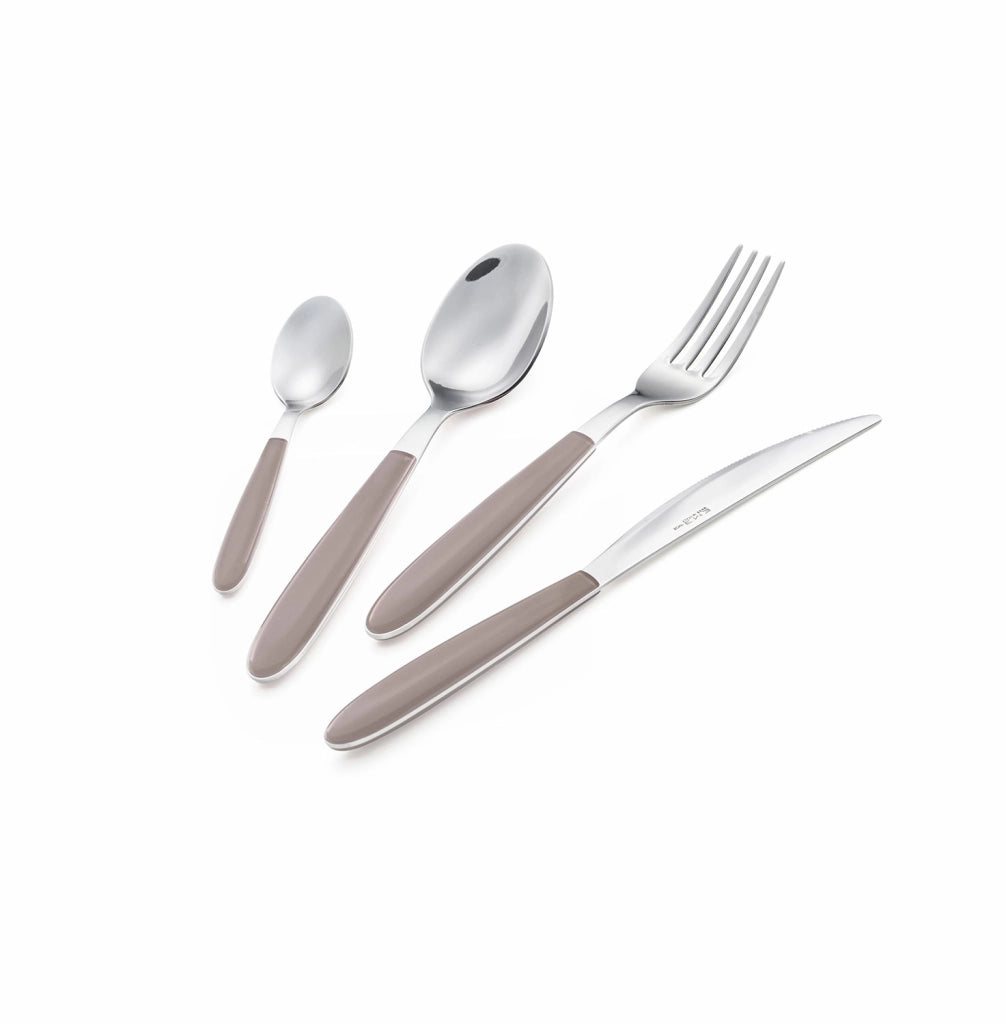 Servizio Set di Posate 24 pezzi in Acciaio Inox Eme Vero Nocciola 408