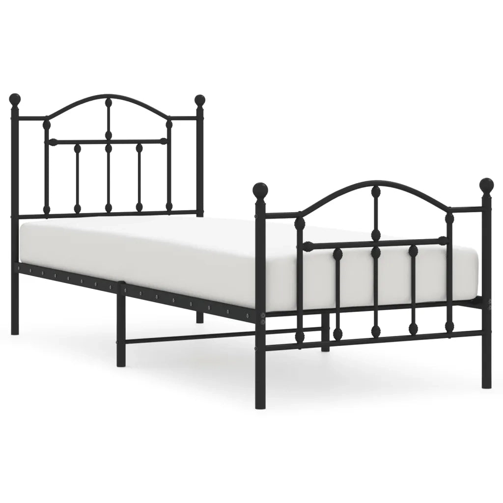 Giroletto con Testiera e Pediera Metallo Nero 80x200 cm 353448