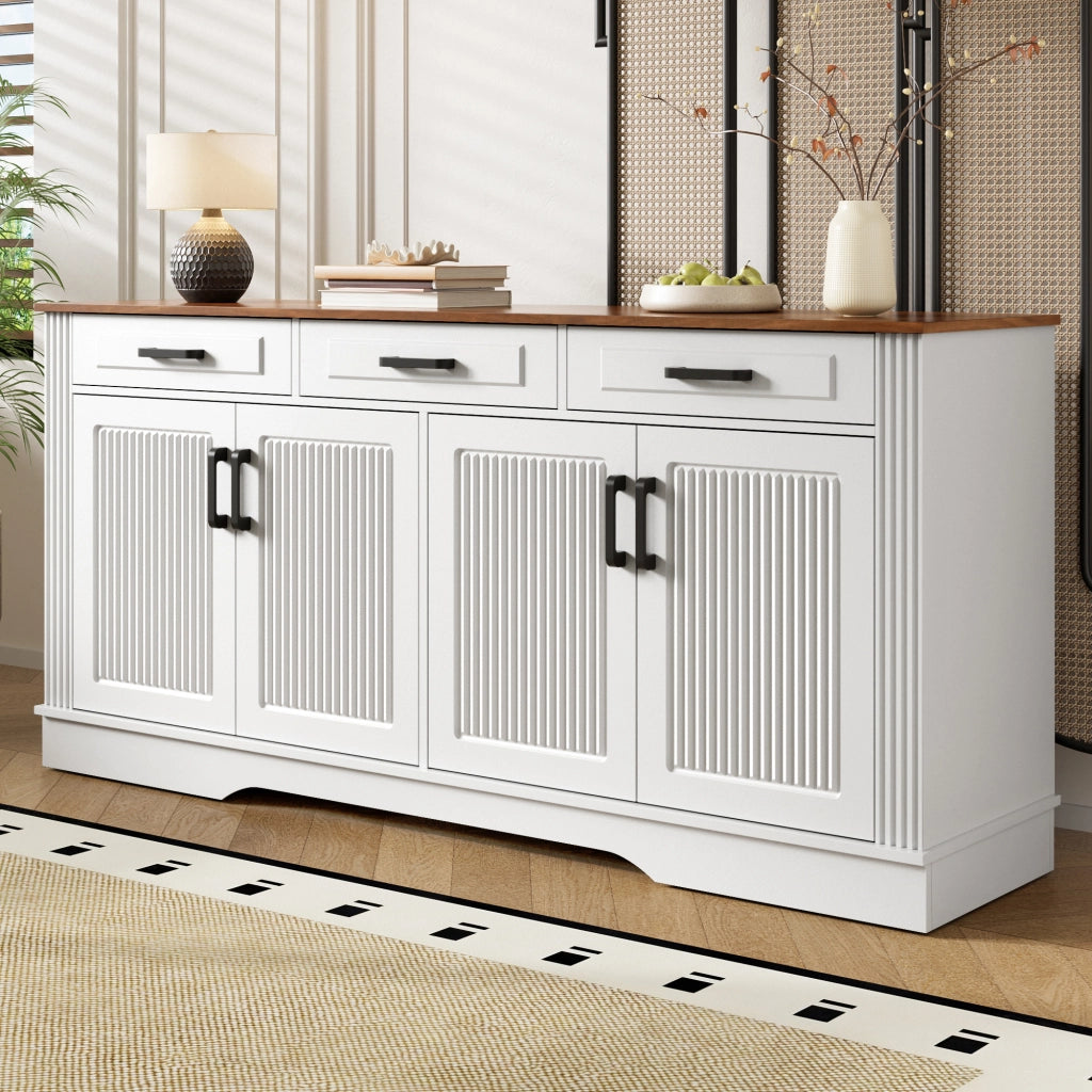 Credenza e madia con 4 ante, 3 cassetti e 2 vani con ripiani fissi, per soggiorno e sala da pranzo, 160 × 40 × 75 cm
