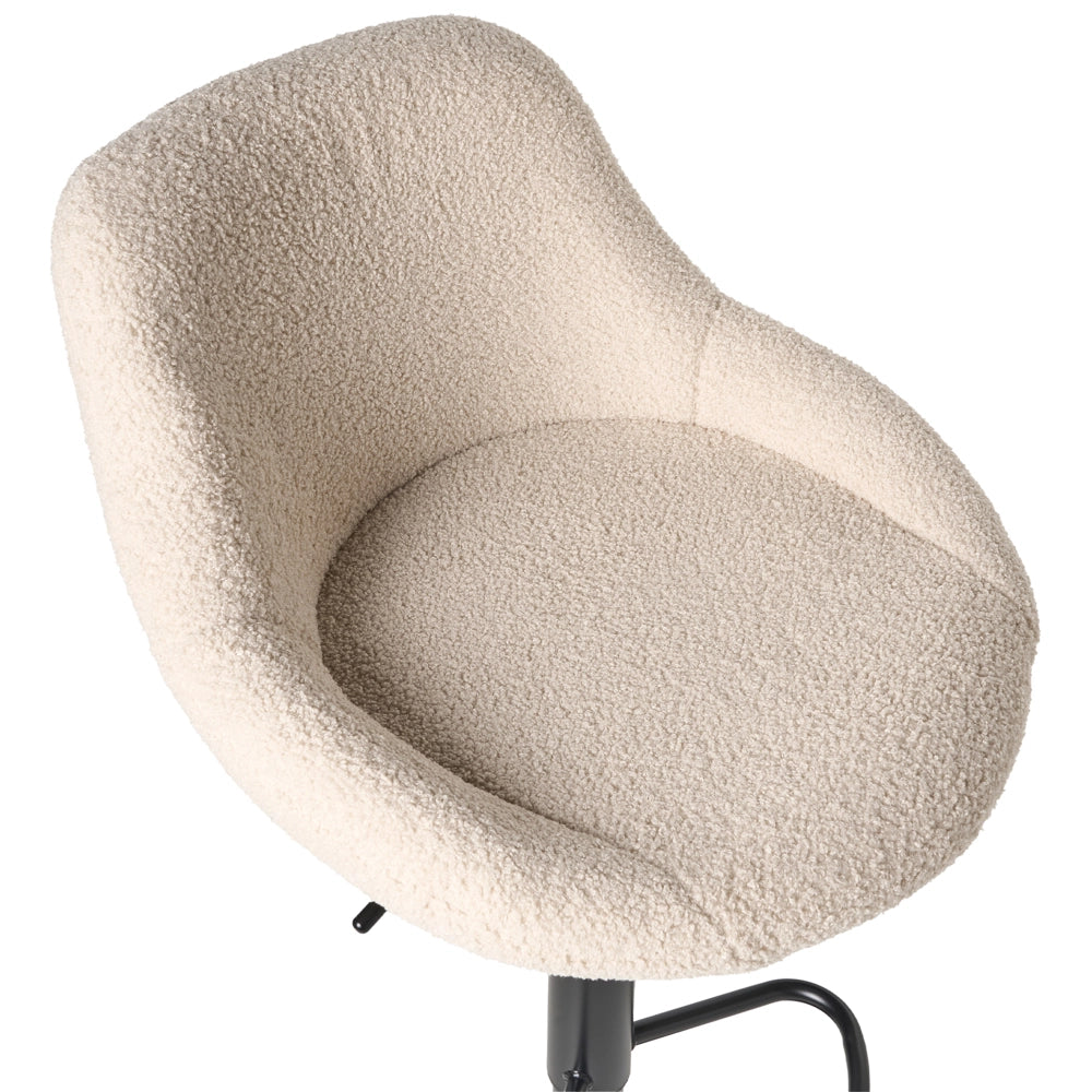 Set di 2 sgabelli da bar Seduta con imbottitura in bouclè beige chiaro Gambe nere Altezza regolabile Sala da pranzo Moderna