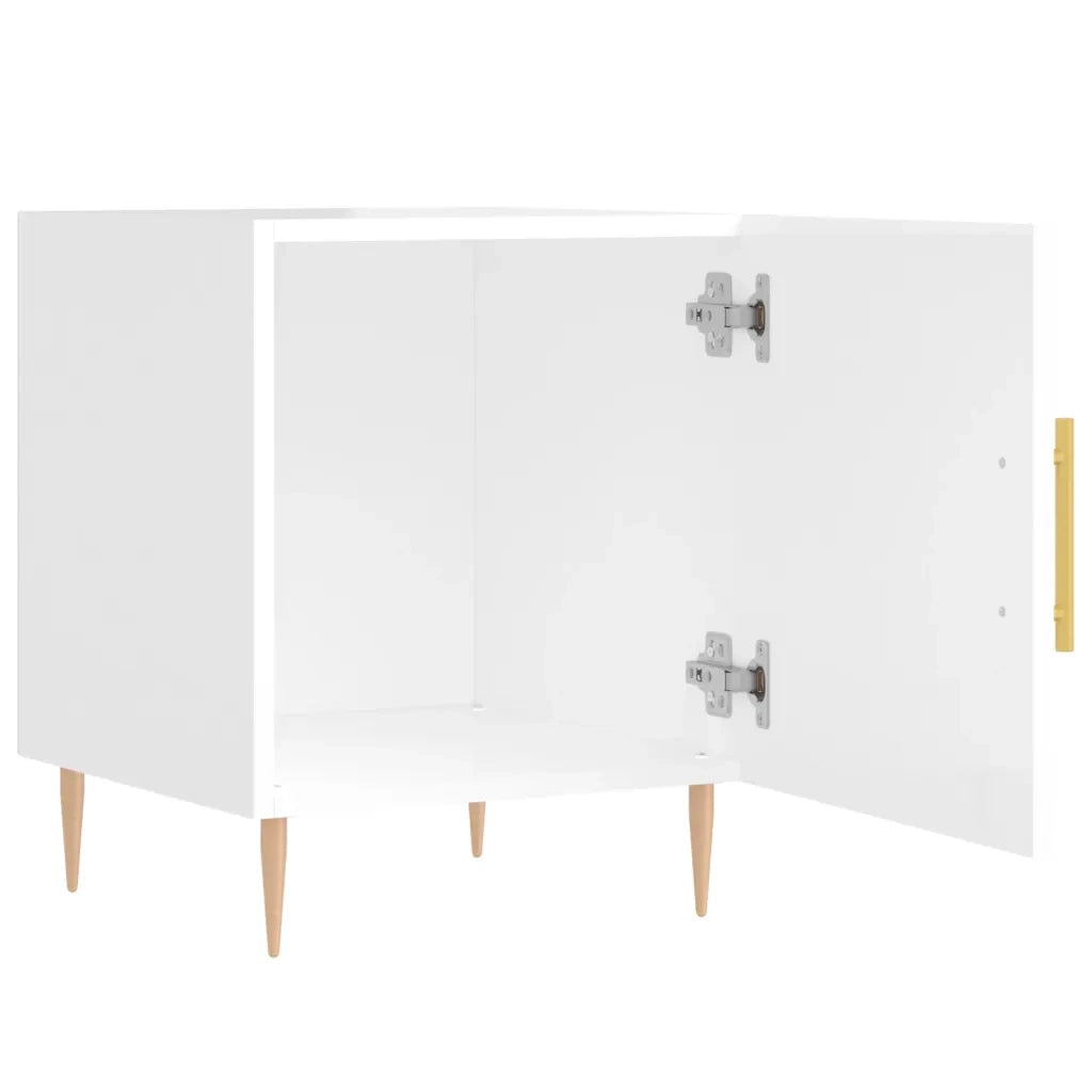 Comodini 2 pz-Set di 2 Tavolino da notte Bianco Lucido 40x40x50 cm in Legno Multistrato 295367