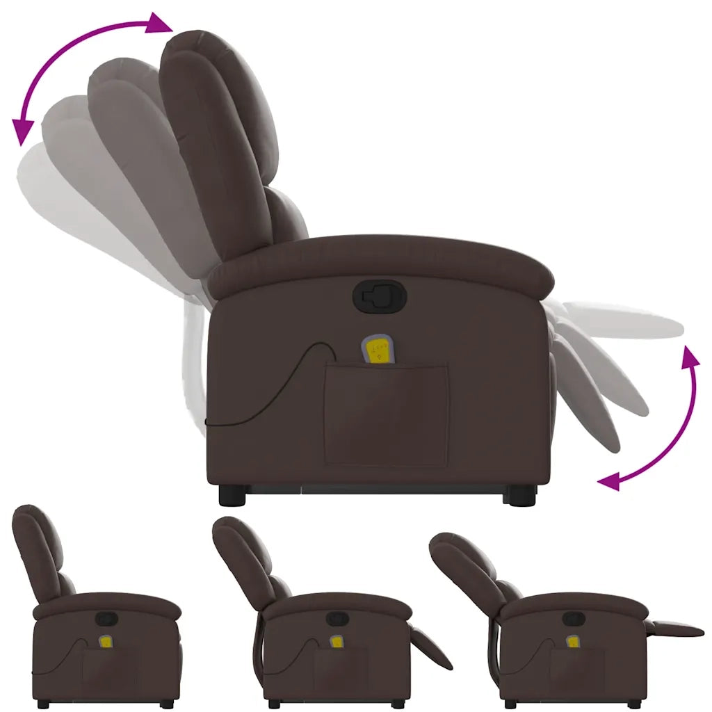 Poltrona Alzapersona Reclinabile Massaggio Marrone Similpelle 3204235