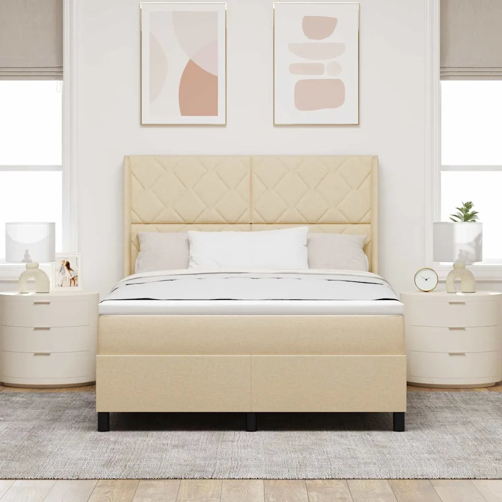 Letto a molle con materasso Crema 200 x 160 cm Tessuto 3341719