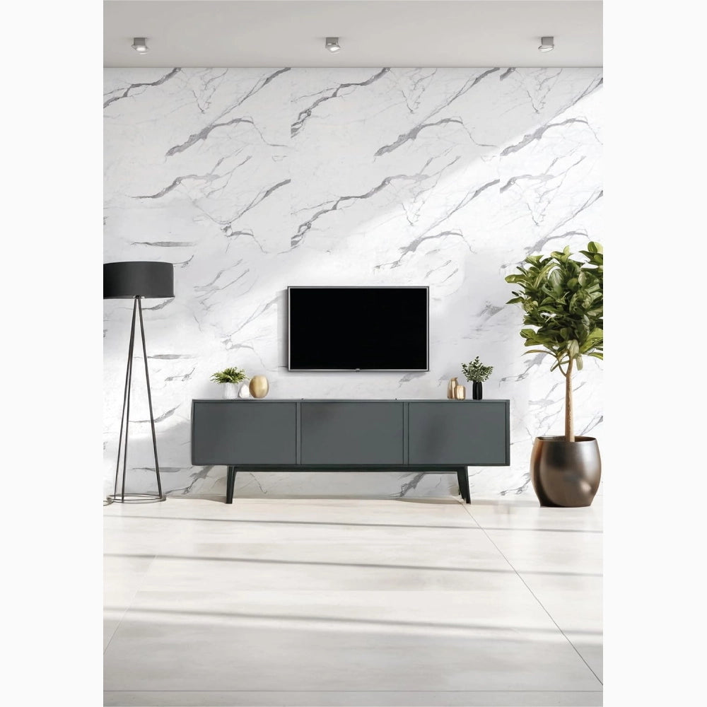 Pannello UV Effetto Marmo 60x120 cm Paraschizzi per Cucina Colore Grigio Conf. 4 Pezzi