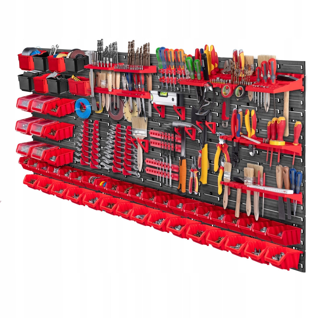 Pannello portautensili KADAX da parete per officina, 174x78 cm, 45 scomparti, 40 supporti, garage.