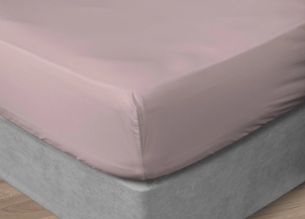 Lenzuola Sotto Con Angoli In 100% Cotone Percalle In Tinta Unita - 1 Piazza e Mezza - Rosa