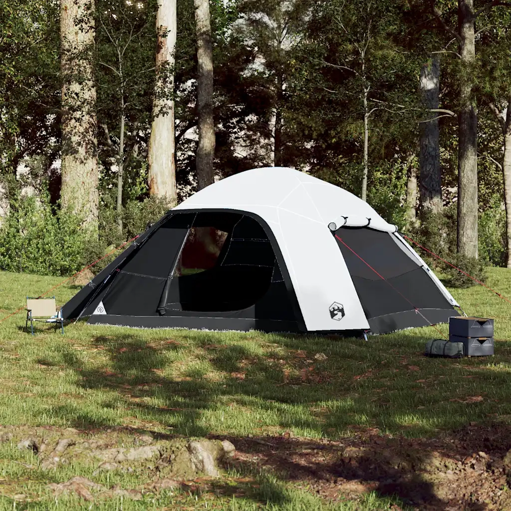 Tenda Familiare a Cupola 6 Persone-Tenda da campeggio Bianca Tessuto Impermeabile 879387