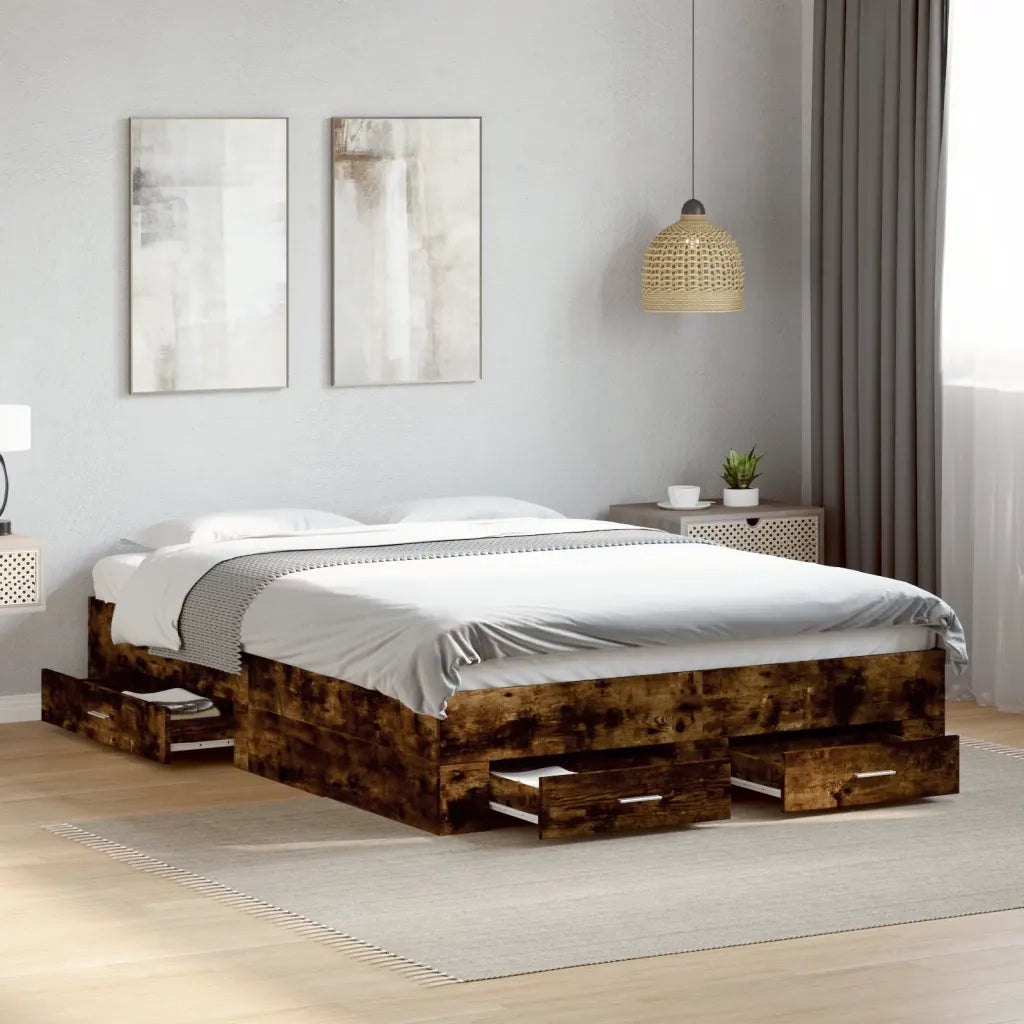 Giroletto con Cassetti Rovere Fumo 120x200 cm Legno Multistrato 3280395