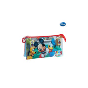 Trade Shop - Astuccio 3 Posti Chiusura Zip Portapenne Porta Matite Pvc Mickey Topolino Disney -
