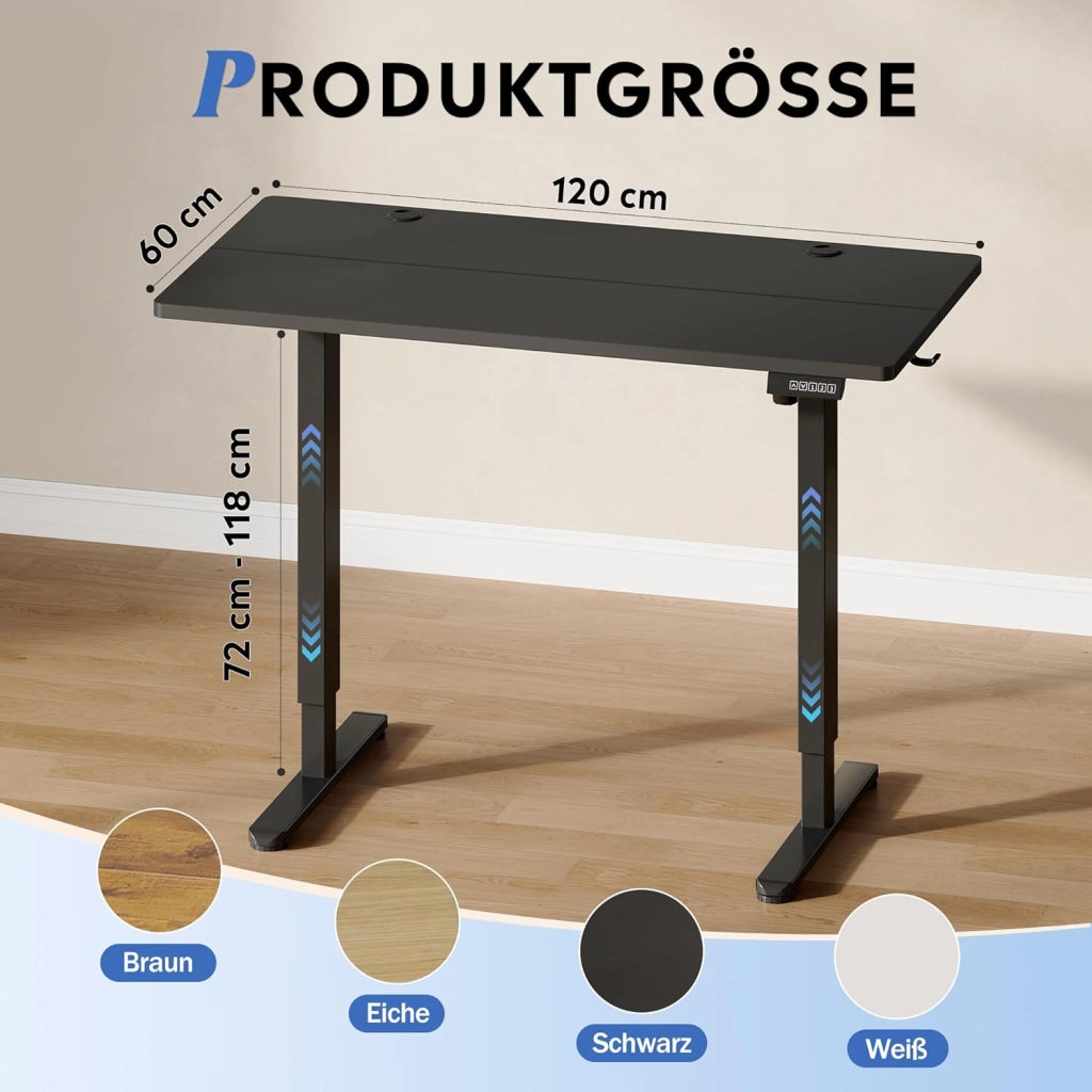 Scrivania regolabile in altezza ¨C zephmum ¨C 120x60 cm, nera