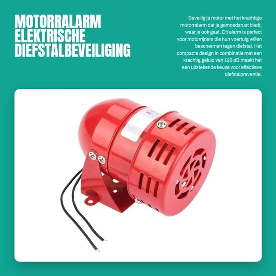 Alarme per Difesa contro il Furto - Mini Metallico - Rosso - 120 dB - Ideale per Motociclisti - Compattato e Resistente alle Intemperie