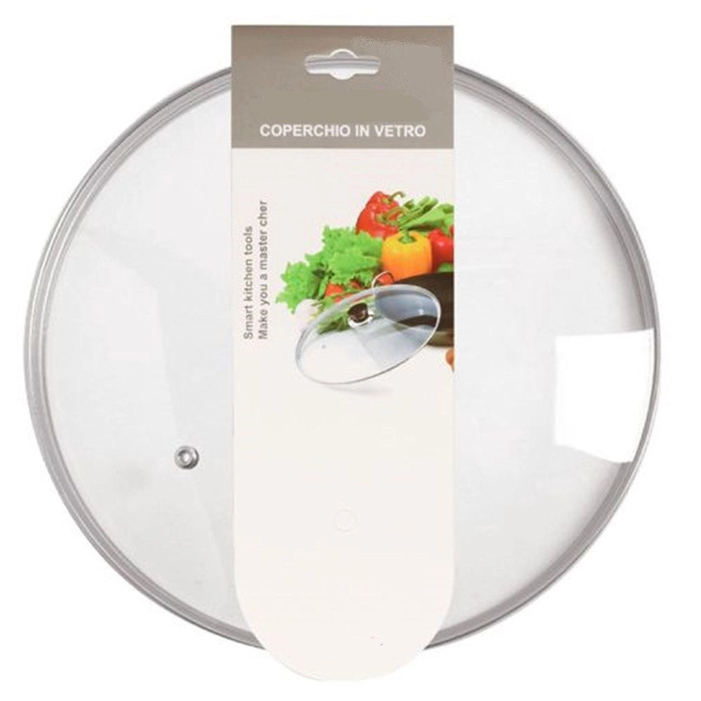 Trade Shop - Coperchio In Vetro Accessorio Per Padella Pentole Universale Con Foro Vapore ø18-26-30cm -