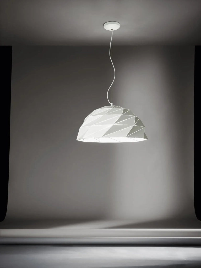 Tilt Sospensione in metallo verniciato bianco opaco 3 luci attacco E27 d.56cm
