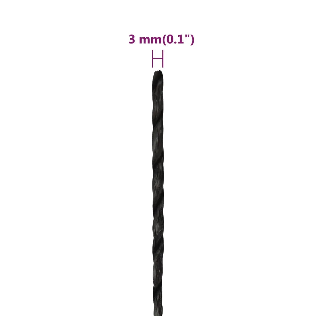 Corda da Lavoro Nera 3 mm 500 m in Polipropilene 153000