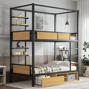 Letto a castello funzionale in ferro e MDF 90x200 cm
