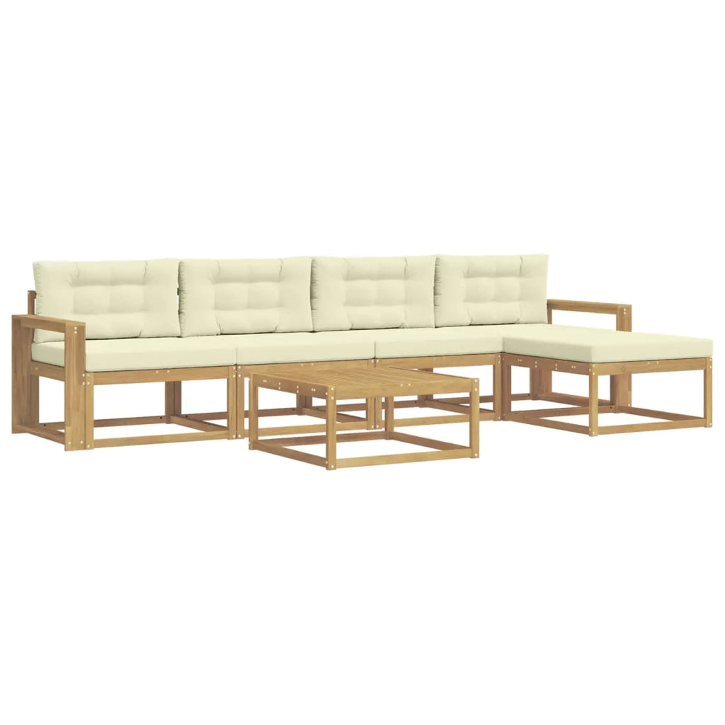Set di divani da esterno 6 pz Bianco e Crema Poliestere 3386344