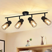 ZMH Faretto da soffitto neri 4 luci E27 pivotanti 330° stile industriale moderno per salotto camera senza lampadina