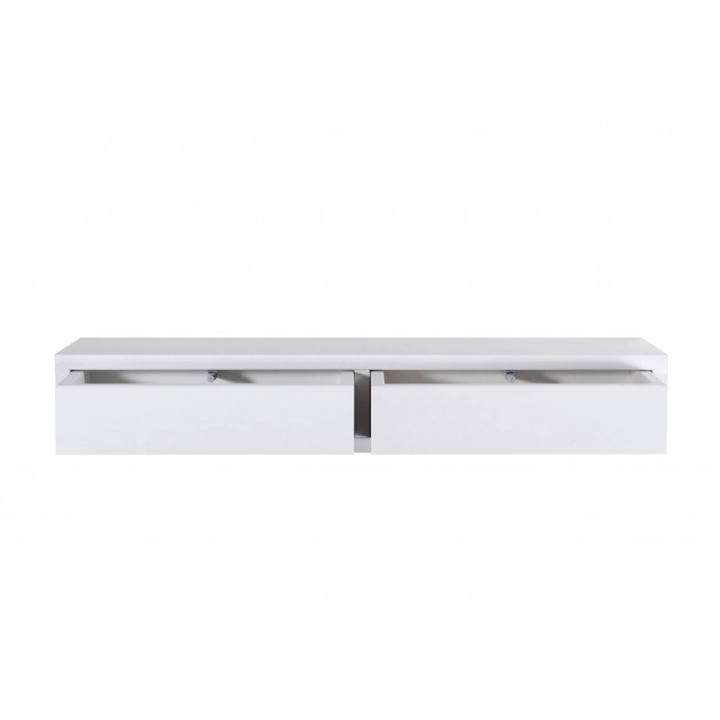Mensola da Muro con Cassetto, Comodino Sospeso, Mensola da Parete, Bianco, 88,2x13,4 p23,7 cm - Domino Maxi