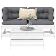 Set Divani da Giardino 3 pz Bianco in Legno Massello di Pino
