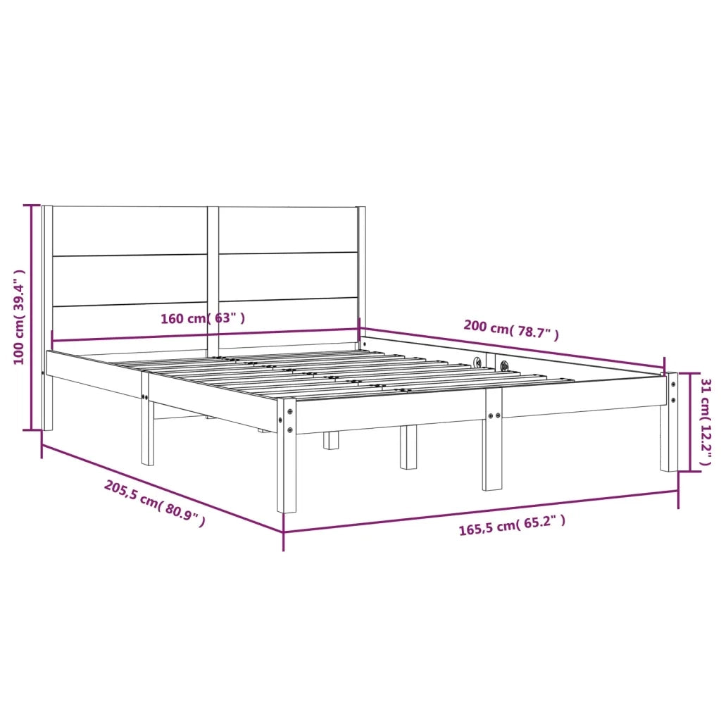 Giroletto senza Materasso 160x200 cm in Legno Massello di Pino 3104163
