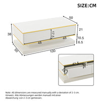 Tavolino design - Xylo - 100x50cm 2 cassetti bianco/oro