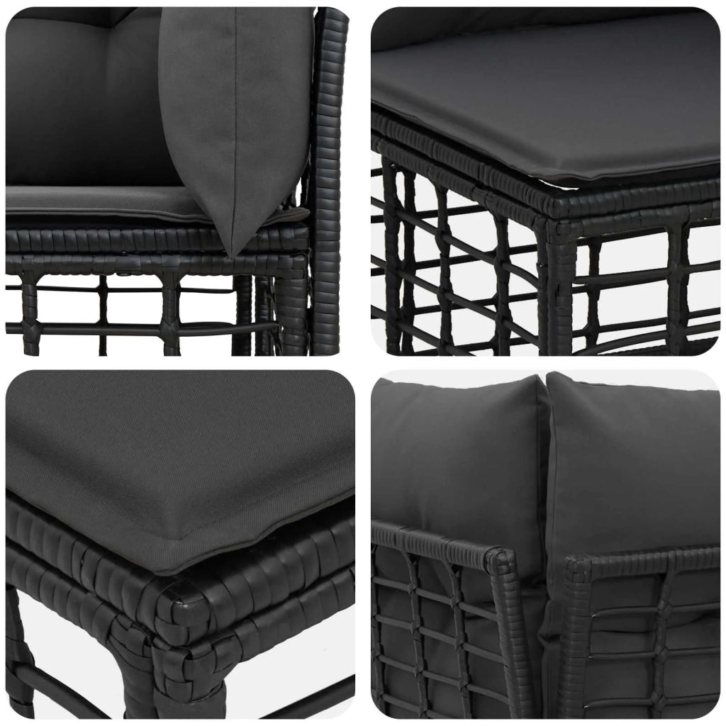 Set di divani da esterno Nero e Grigio scuro Poliestere 3437617