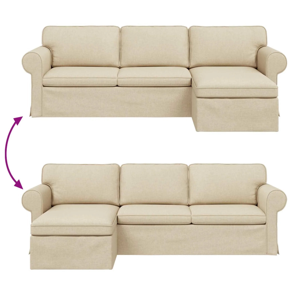 Divano Crema 245 x 138 x 80 cm Tessuto