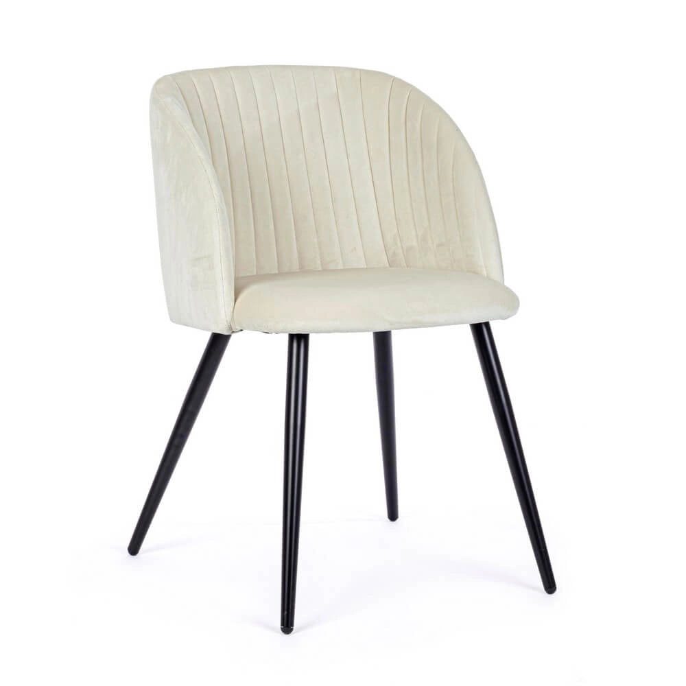 Set di 2 Sedie Imbottite in Velluto con Gambe in Acciaio - FELICIA