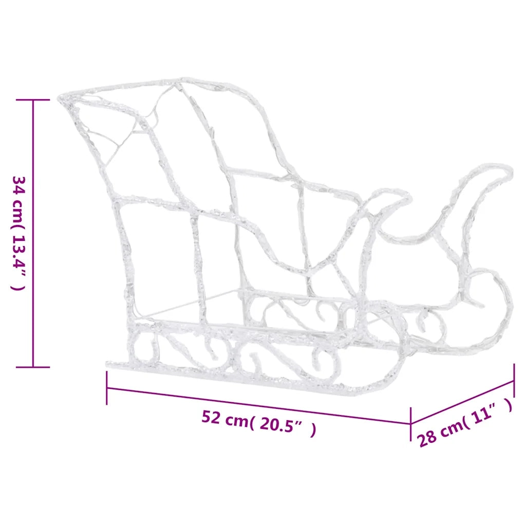Decorazione Natalizia Renne e Slitta 280x28x55 cm in Acrilico 328524