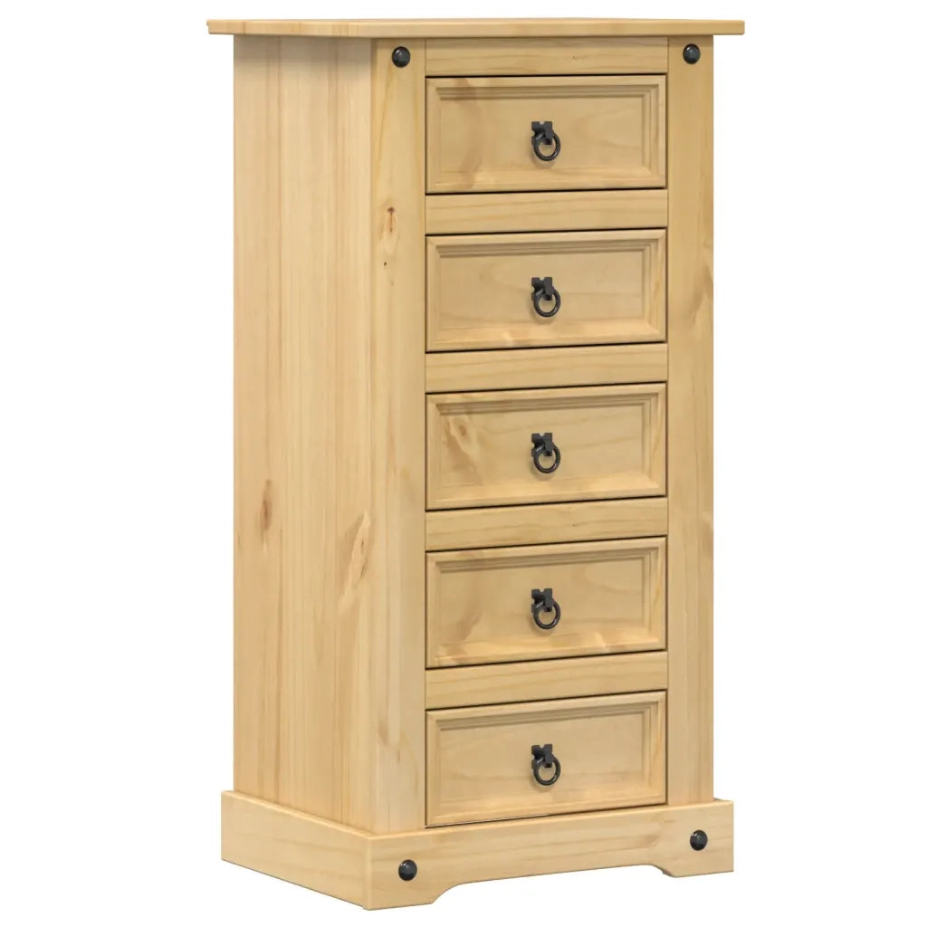 Comodino | Armadio da Notte | Mobiletto da notte Corona 53x39x103 cm in Legno Massello di Pino