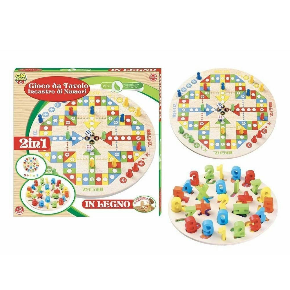 Trade Shop - Gioco Educativo Incastro Numeri 2in1 In Legno Da Tavolo Giocattolo Gioco Bambini -