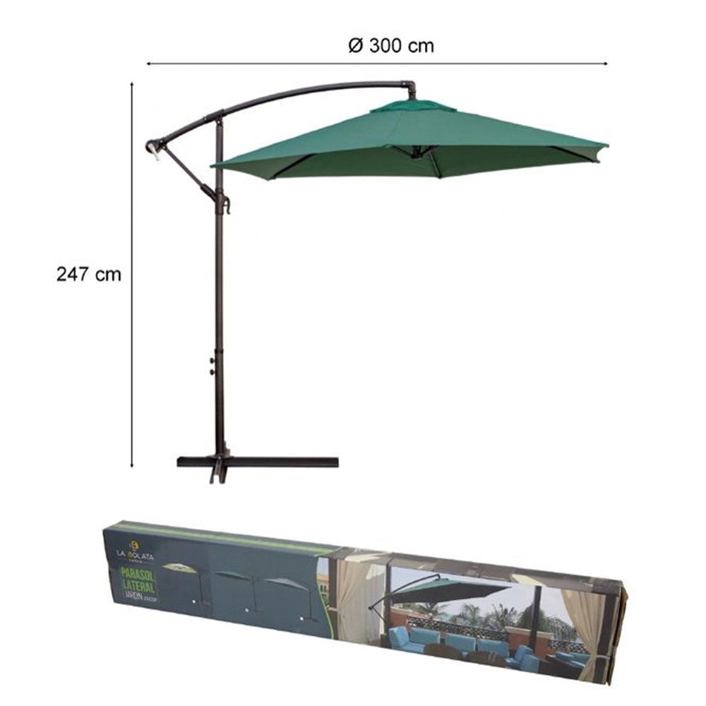 Trade Shop - Ombrellone Decentrato Lato Da Giardino Protezione Solare Parasole ⌀300cm Verde 206426 -