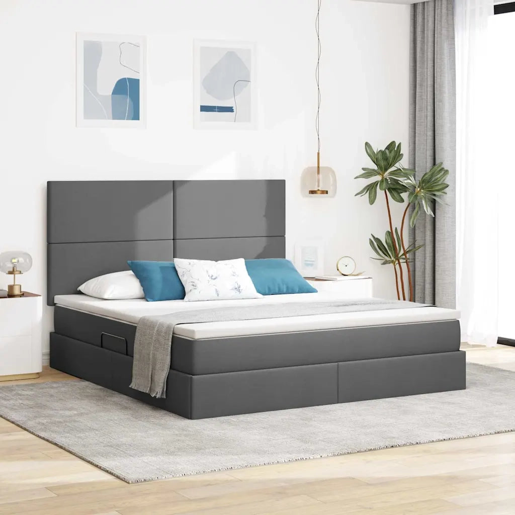 Letto con contenitore e materasso Grigio scuro 160 x 200 cm