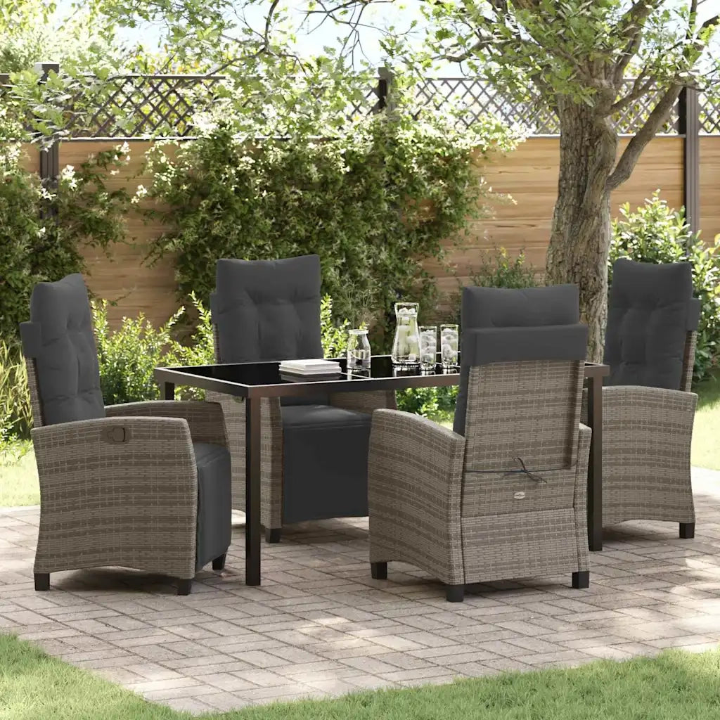 Set da Pranzo per Giardino con cuscino 5 pcs Grigio polyrattan 3380438