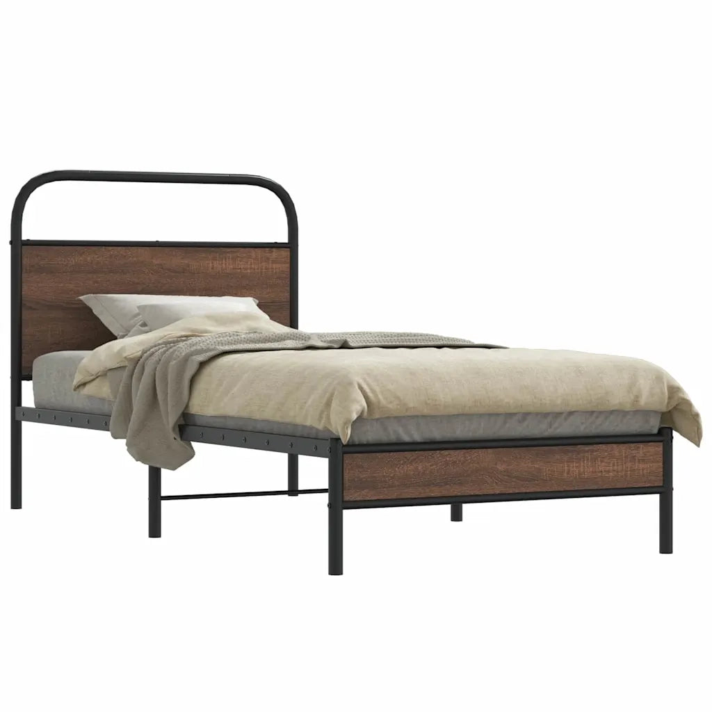 Giroletto senza Materasso-Struttura Letto Rovere Marrone 100x190 cm Truciolato 325420