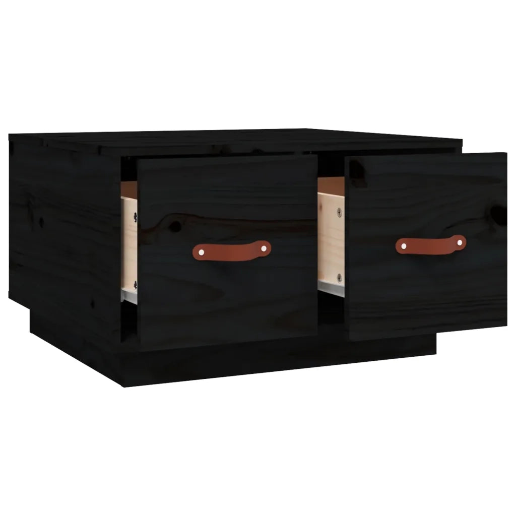 Tavolino da Salotto-Tavolino da soggiorno-Tavolo Nero 60x53x35 cm Legno Massello di Pino