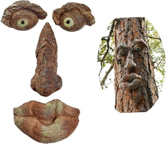 Decorazione di gargoyle con volto di albero - Immagine in cera di anziani - Accessori di Halloween e Pasqua
