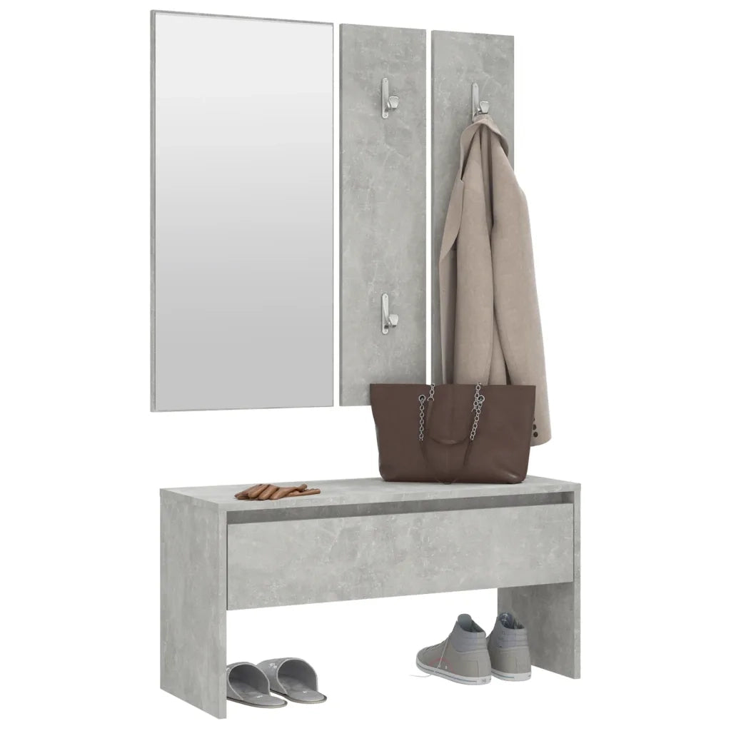 Set di Mobili da Corridoio Grigio Cemento in Legno Multistrato cod mxl 50087