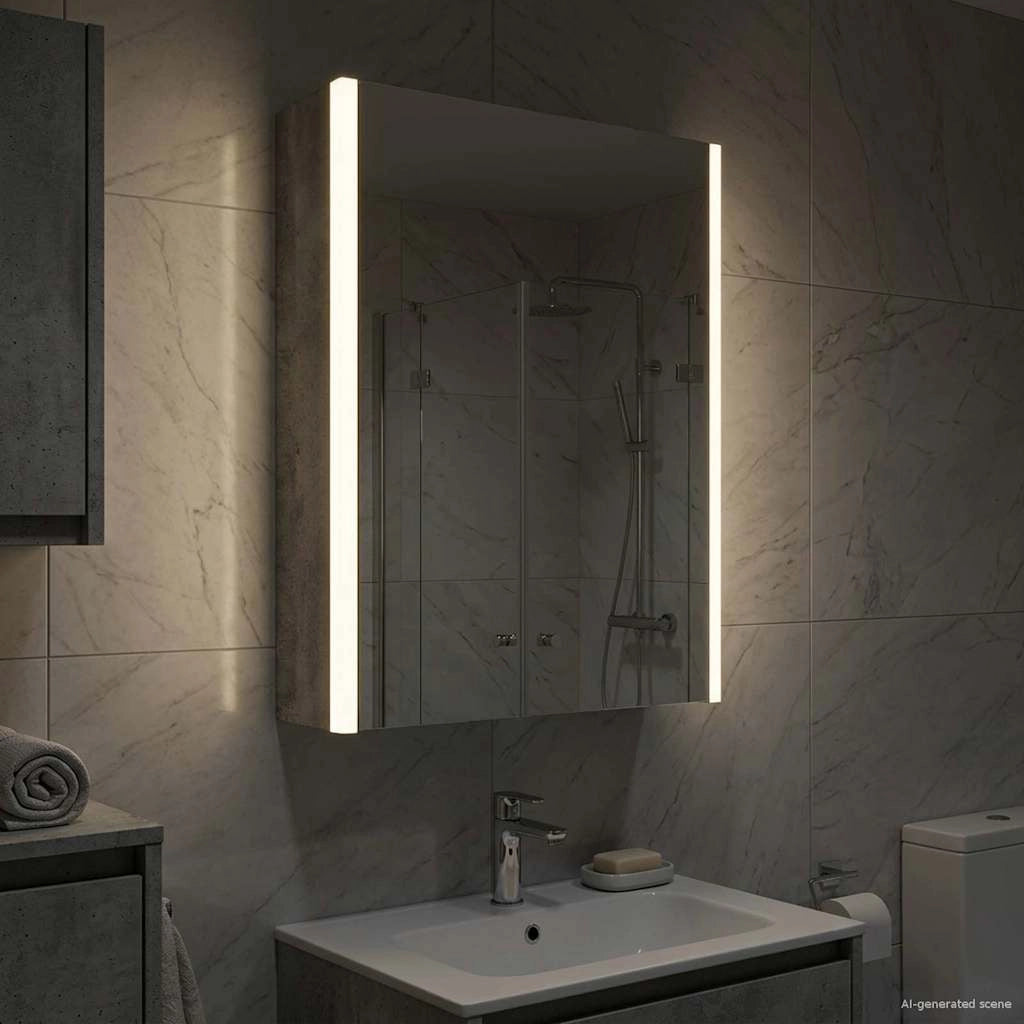 Mobiletto per specchio da bagno Grigio cemento 889218