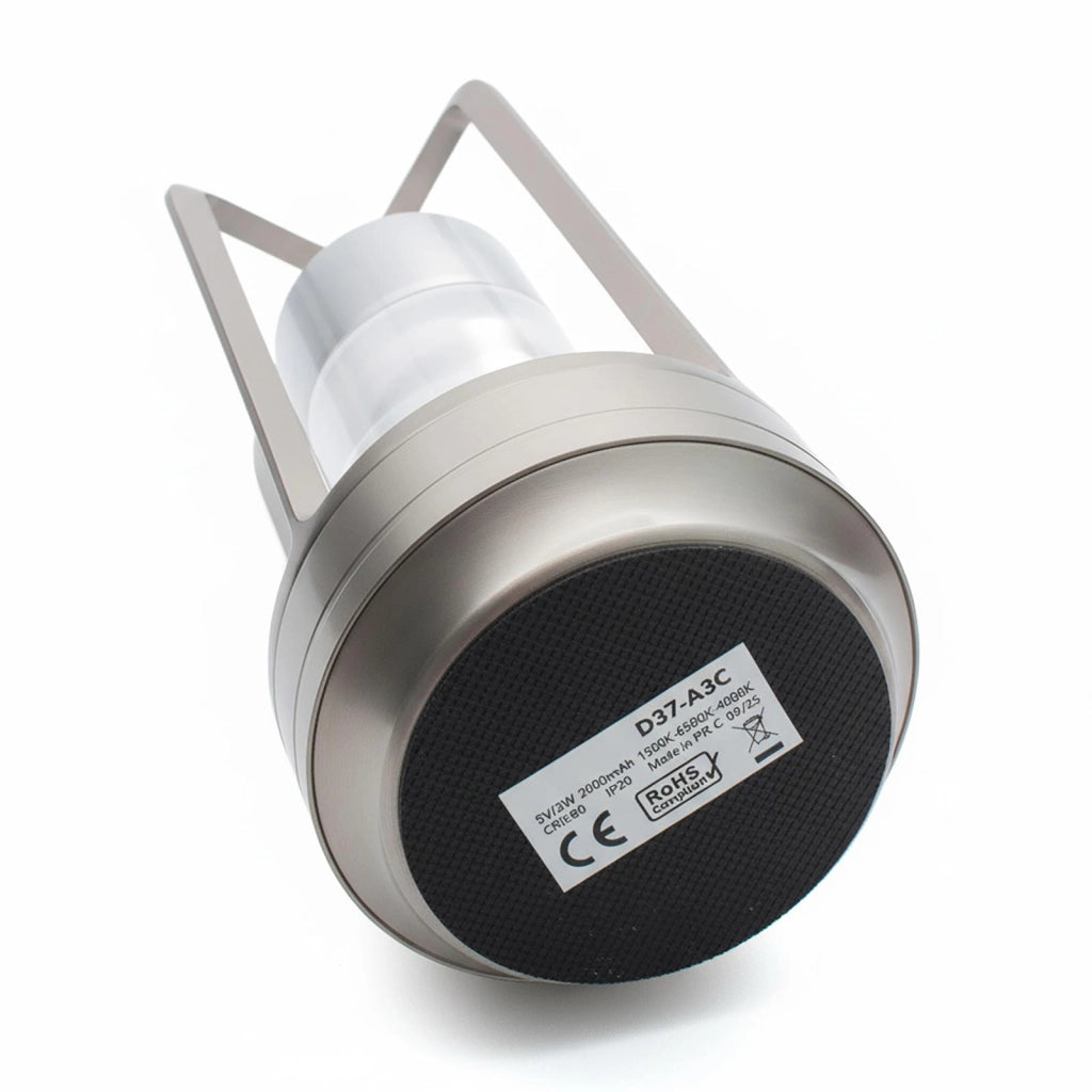 Lampada da tavolo ricaricabile USB LED 3W dimmerabile senza fili luce atmosfera per tavolini bar pub ristorante COLORE ARGENTO
