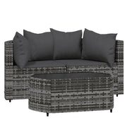 Set Divani da Giardino 3 pz | Set Salotto da Giardino con Cuscini in Polyrattan Grigio
