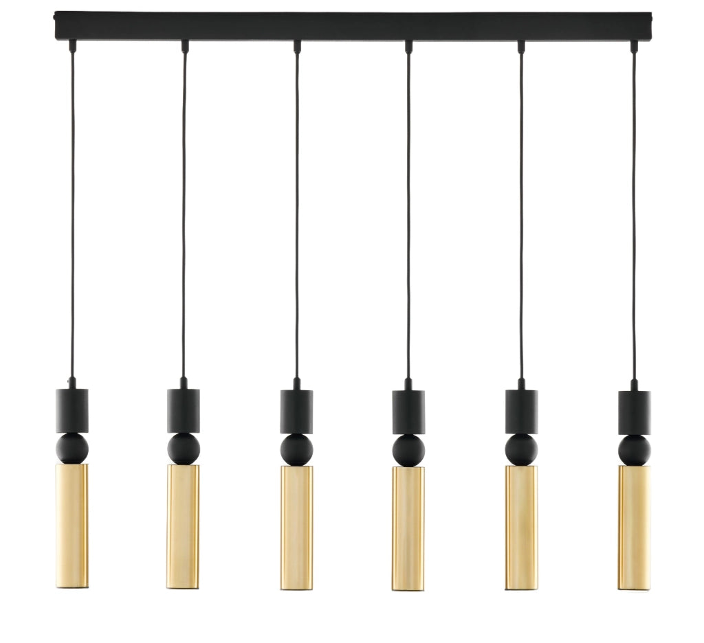 Lampada sospensione ALAS Jupiter 90cm nero-oro 6xGU10