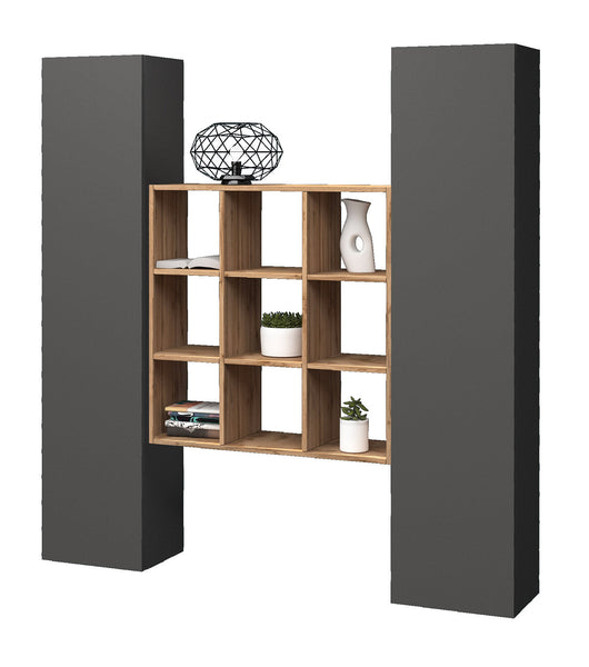 Parete Attrezzata Soggiorno 170x30x180 cm Maruska n°31 Grigio Antracite Opaco