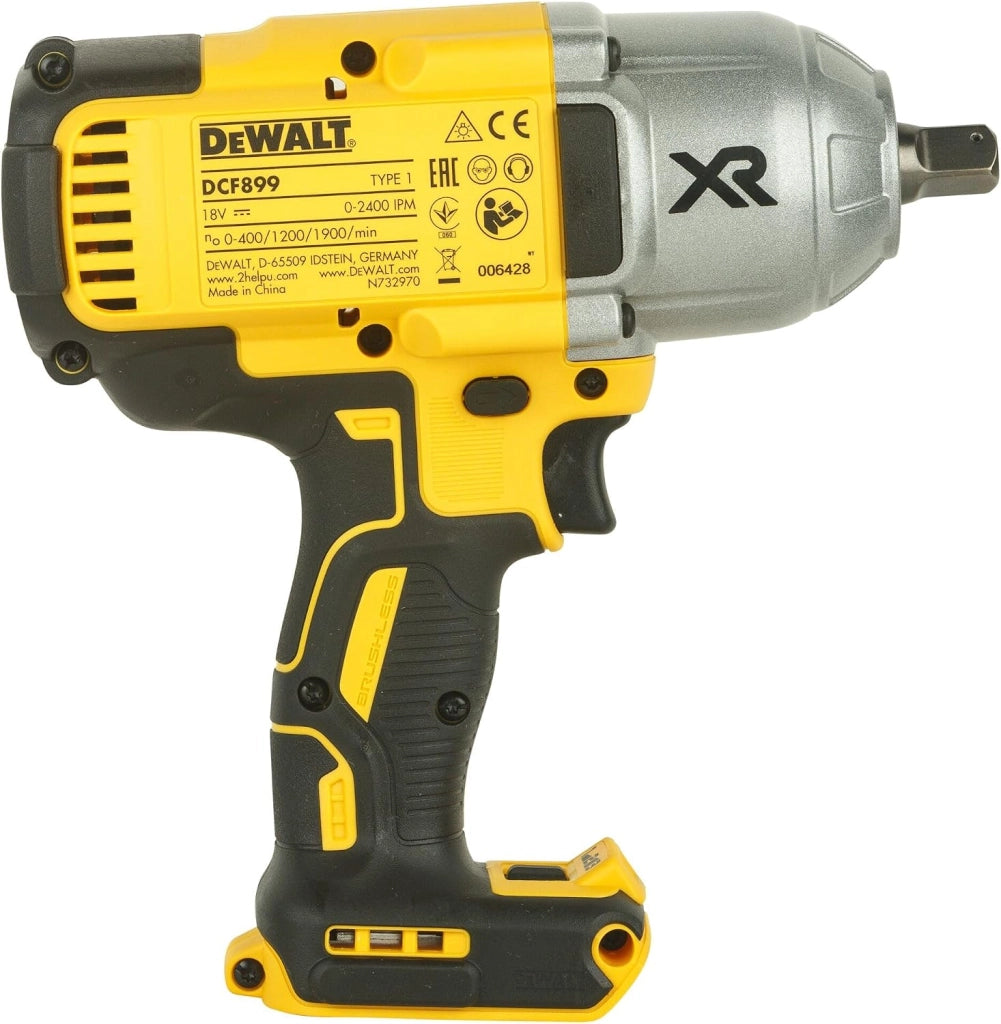 DEWALT DCF899N-XJ Trapano Avvitatore a Impulsi Attacco 1/2", Motore Brushless, in Scatola di Cartone Senza Batteria e Caricabatterie, 18 V