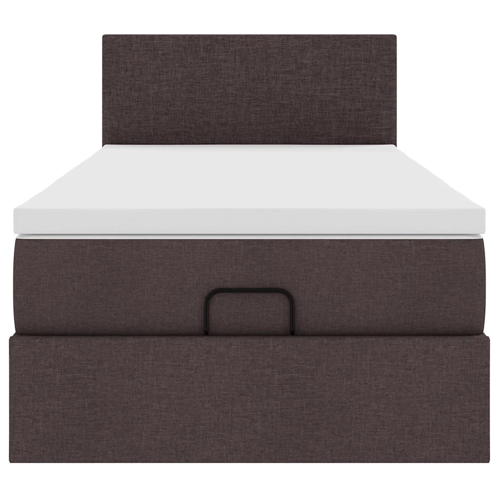 Pouf Letto con Materasso Marrone Scuro 100x200 cm in Tessuto 3312204