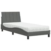 Letto singolo | Letto per adulti | Letto con Materasso Hanko Grigio Scuro 90x200 cm in Tessuto
