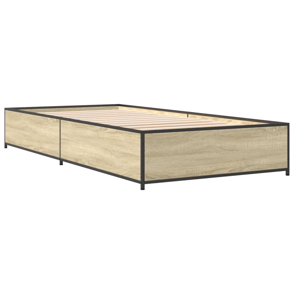 Giroletto-Struttura Letto Rovere Sonoma 75x190cm in Legno Multistrato e Metallo 444681
