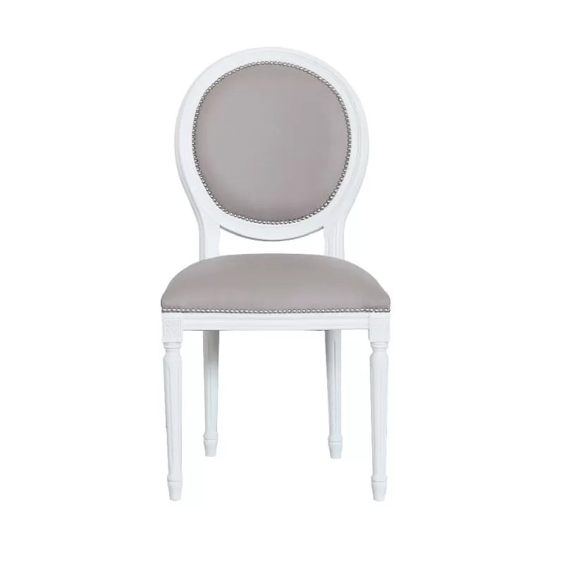 Sedia shabby legno imbottita ecopelle tortora 50x47x100 - Mobili 2G