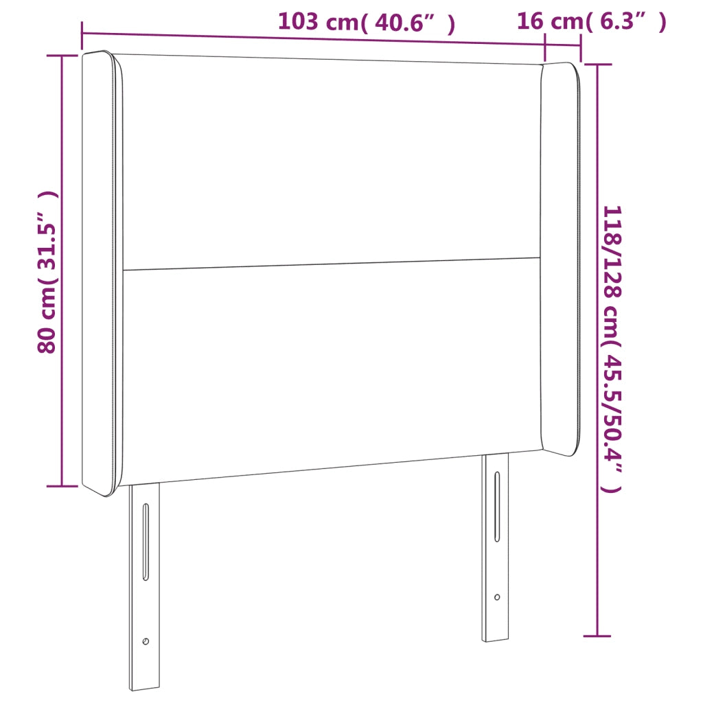 Testiera a LED-Testata con LED Grigio Chiaro 103x16x118/128 cm in Tessuto 965895